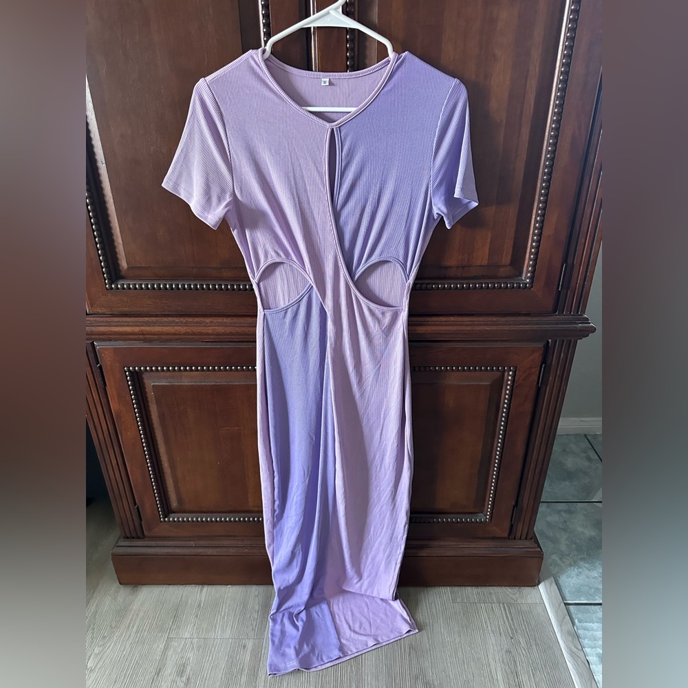 Purple Two Tone Ribbed Women's Dress